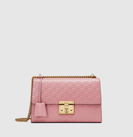 Gucci Signature Key Lock Shoulder Bag 409486 Candy Pink